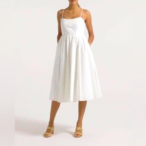 A-line Stretch Cotton Poplin Midi Dress